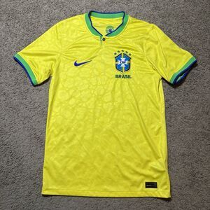 Nike Brazil Soccer Jersey Yellow 2022 Home Kit World Cup Mens Small Authentic